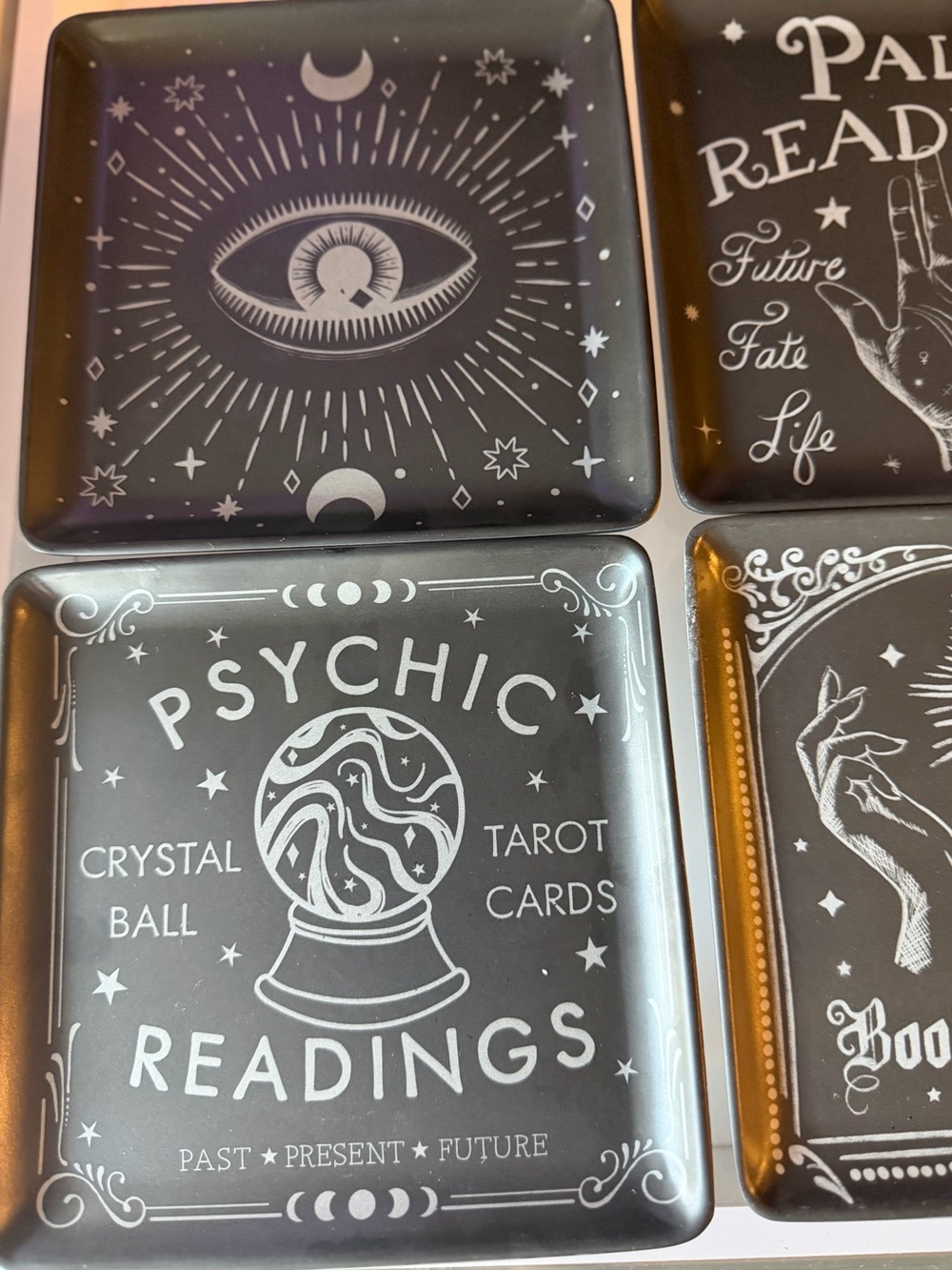 Rachel Zoe Melamine Halloween psychic tarot witchy readings evil eye plates - Picture 5 of 5